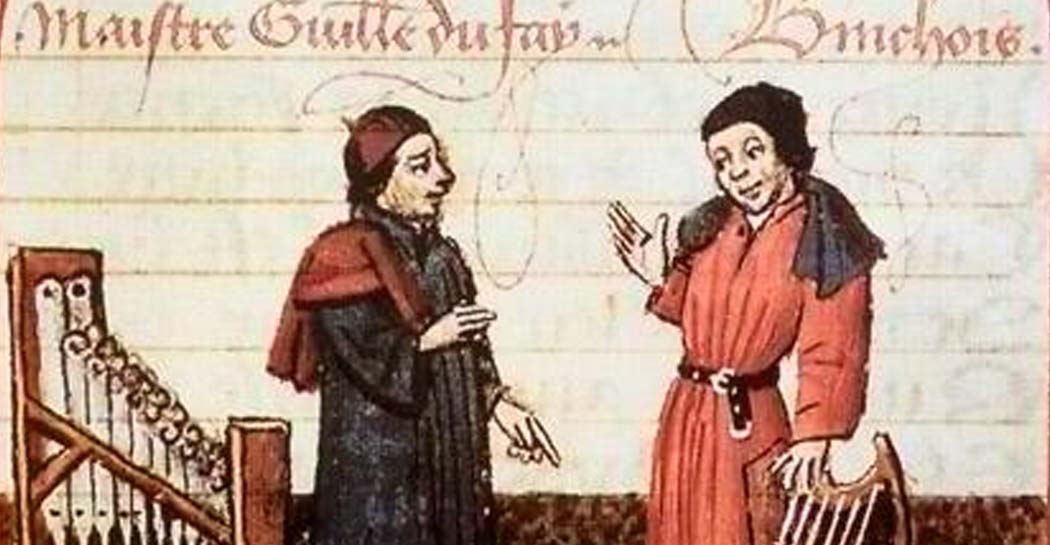 Secolo XV. Borgogna. IN figura i Maestri Dufay e Binchois, maggiori esponenti della Scuola di Musica di Borgogna. Secolo XV. Borgogna. IN figura i Maestri Dufay e Binchois, maggiori esponenti della Scuola di Musica di Borgogna.